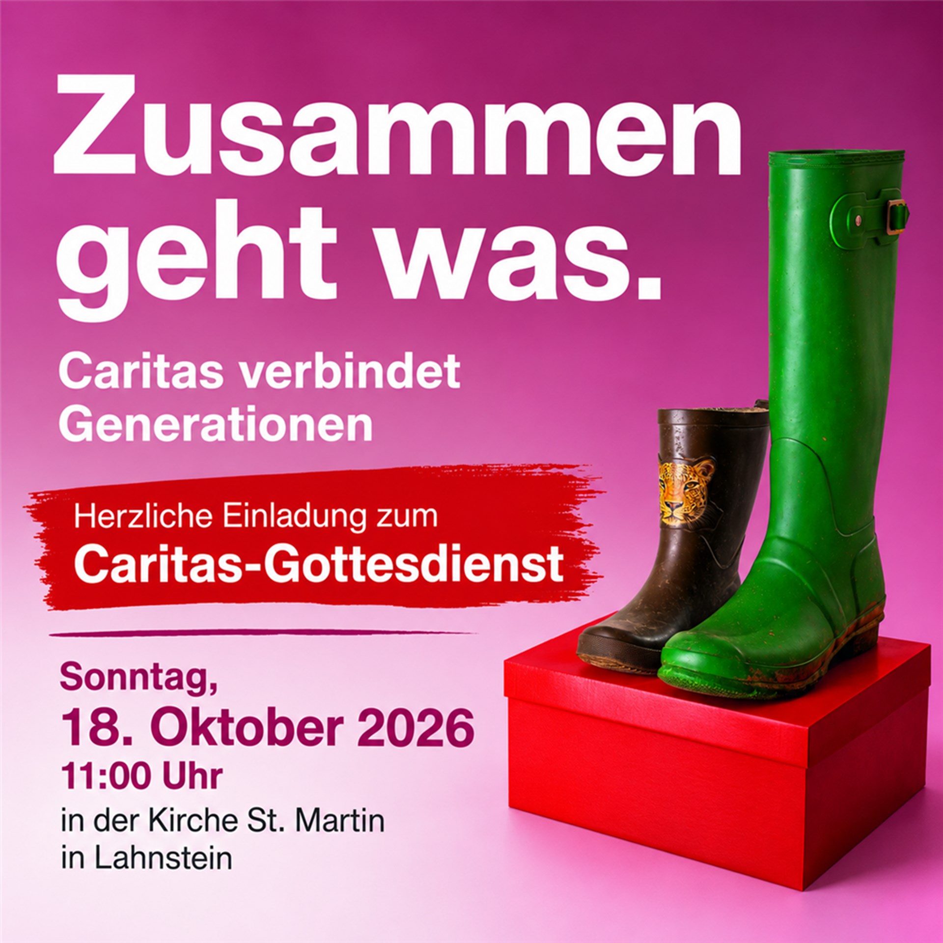 Das Plakat zum Caritas-Gottesdienst in Lahnstein.